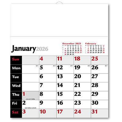 Red & Black Headboard Calendar