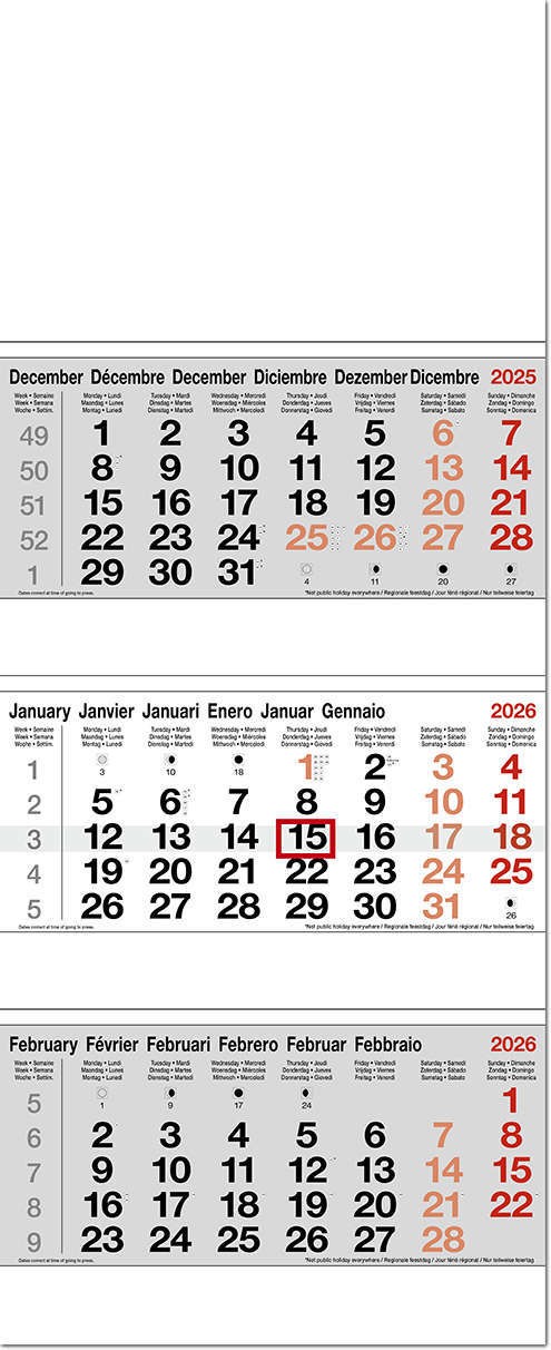 Mega-Tri Pad Shipping Calendar - Red and Black