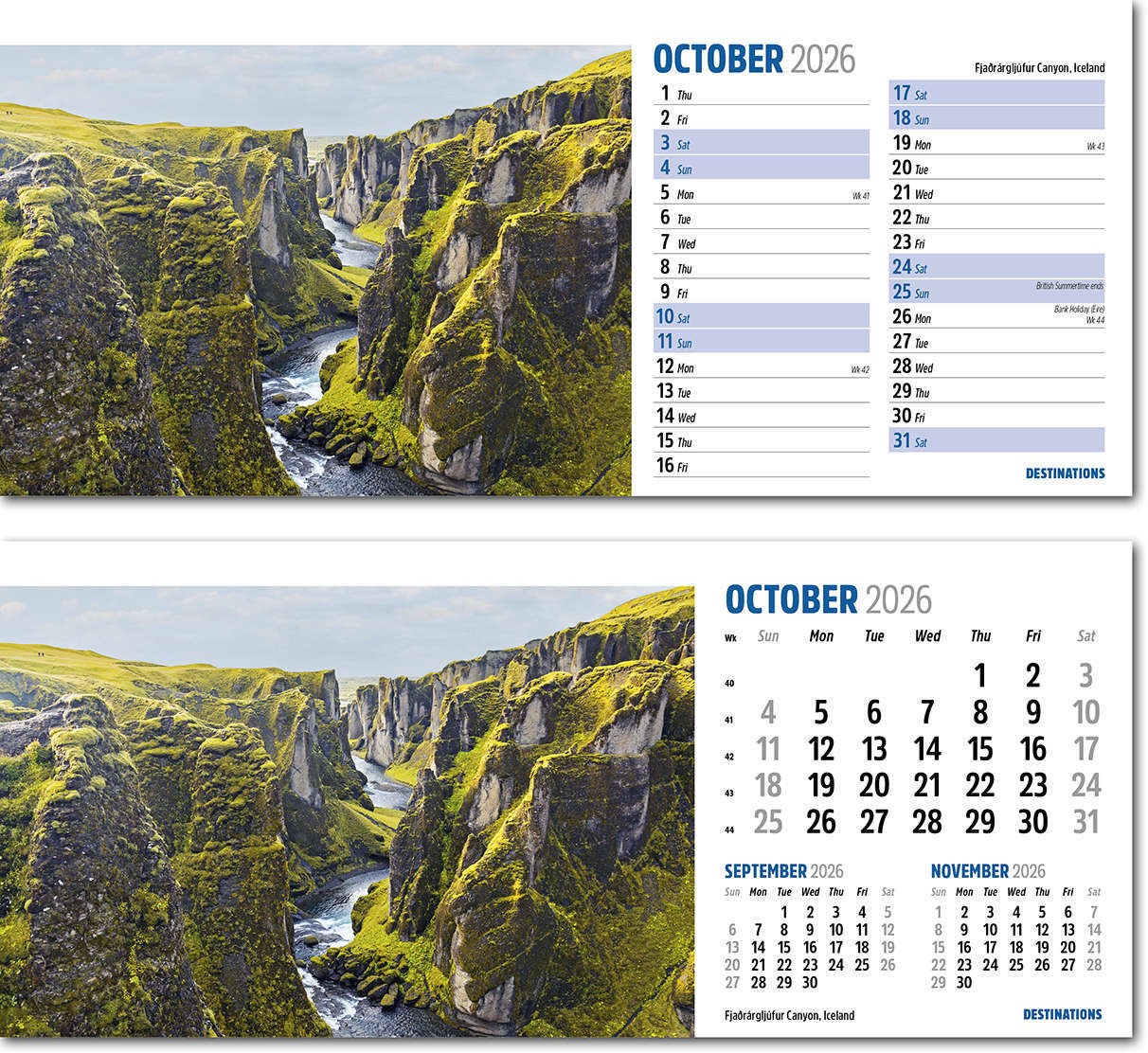 Destinations Desk Calendar