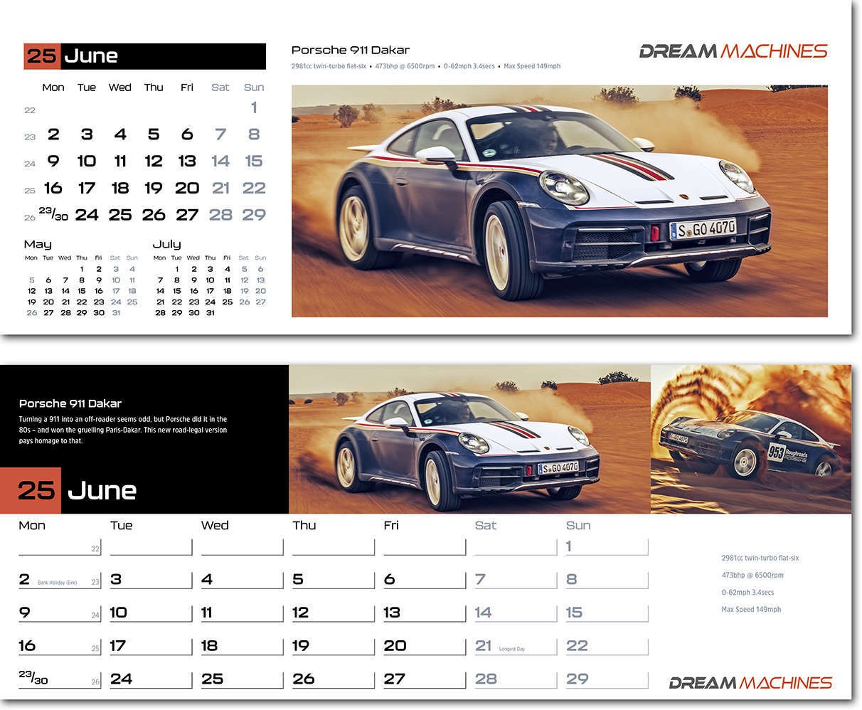 Dream Machines Premium Lined Easel Desk Calendar