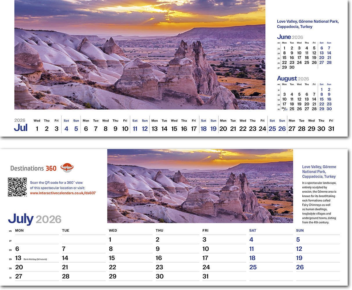 Destinations360 Premium Lined Easel Desk Calendar