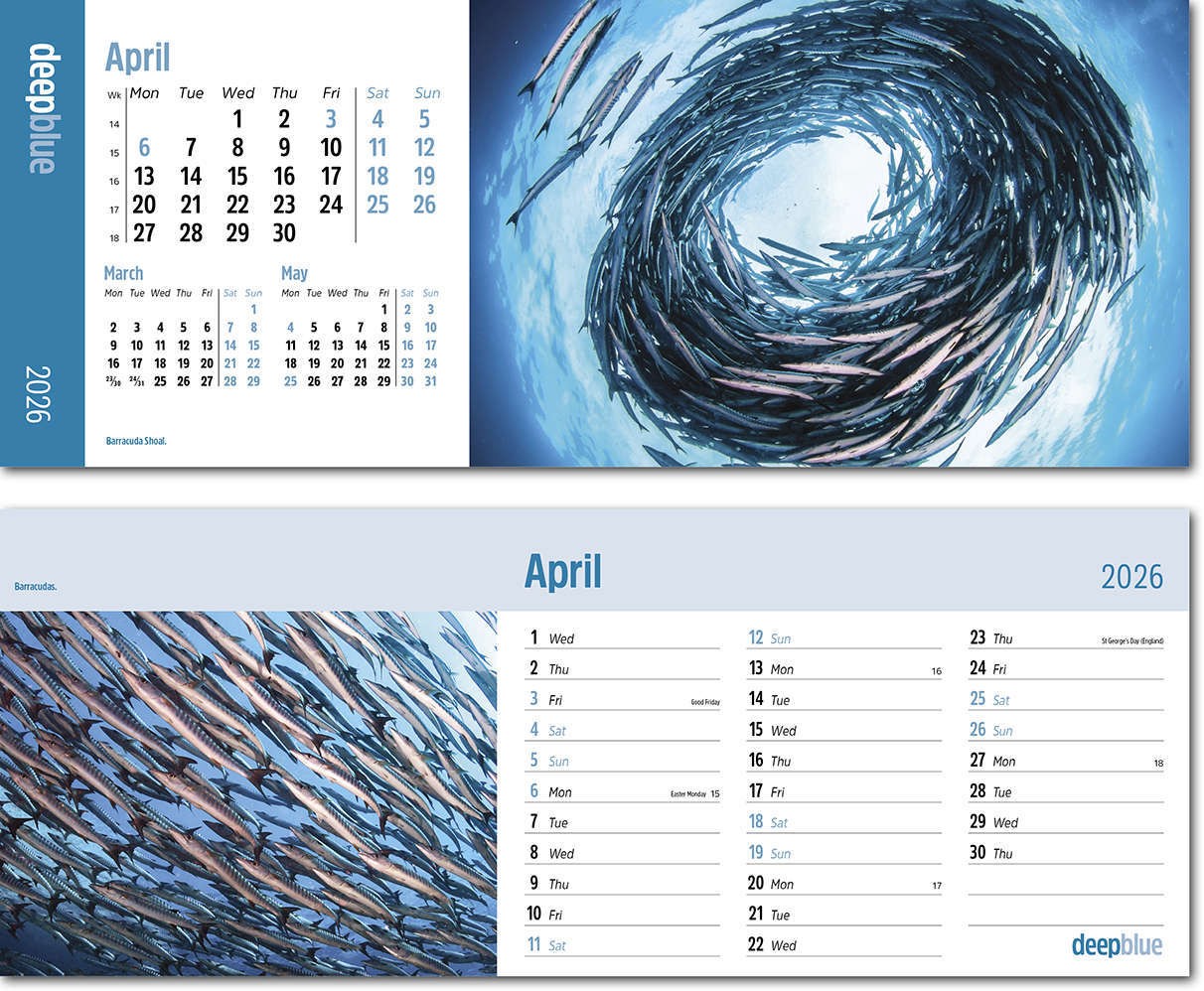 Deep Blue Premium Lined Easel Desk Calendar