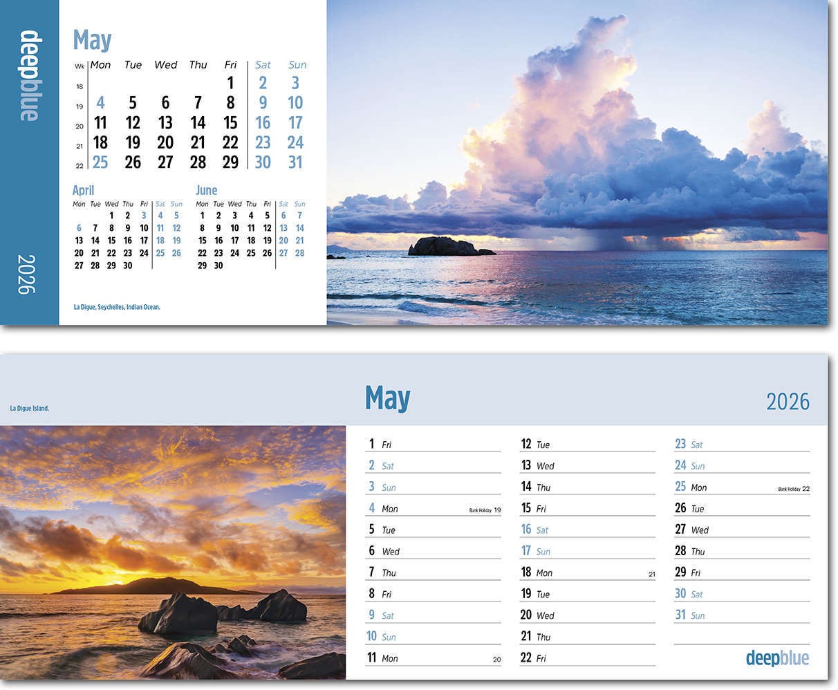 Deep Blue Premium Lined Easel Desk Calendar