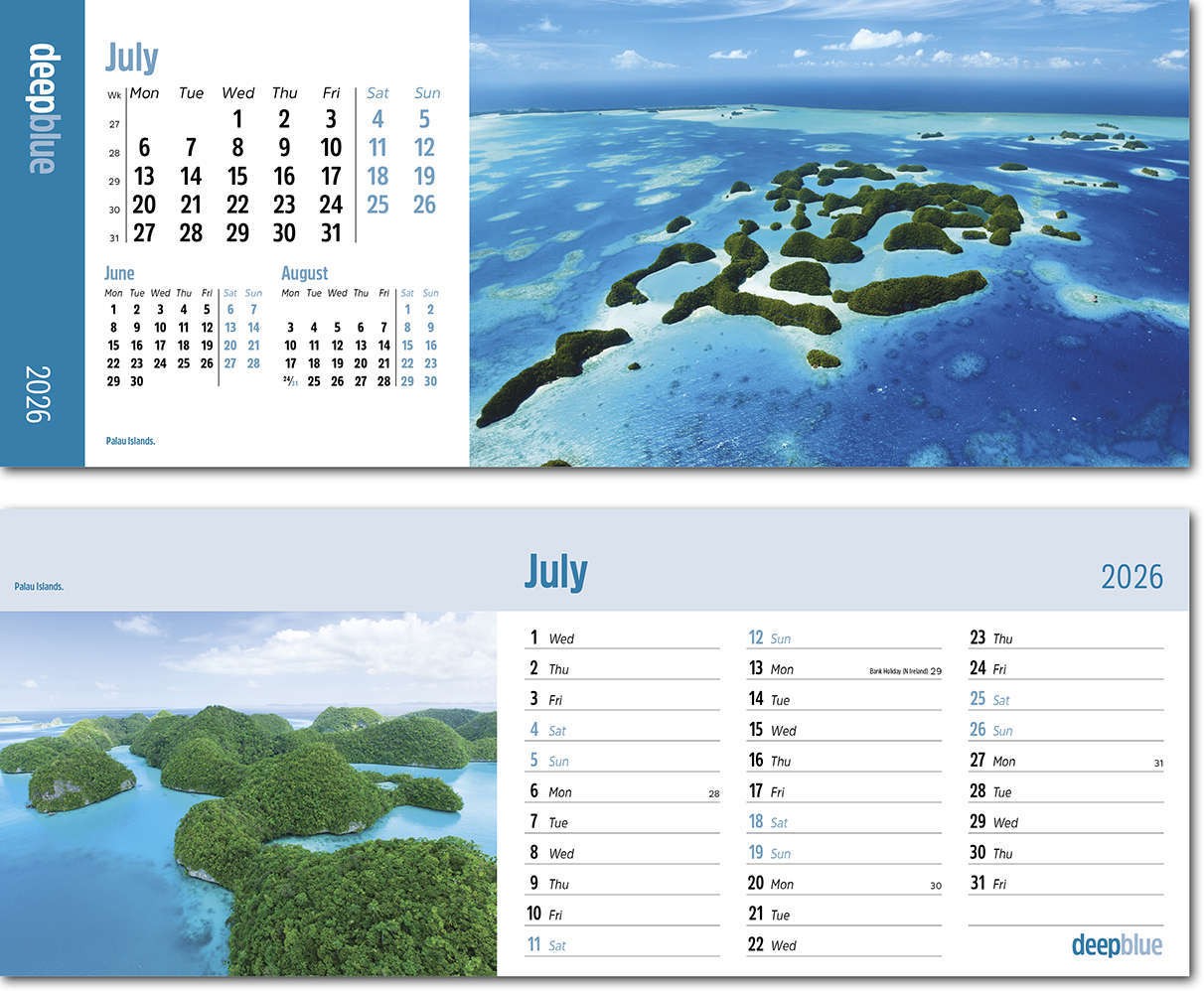 Deep Blue Desk Calendar