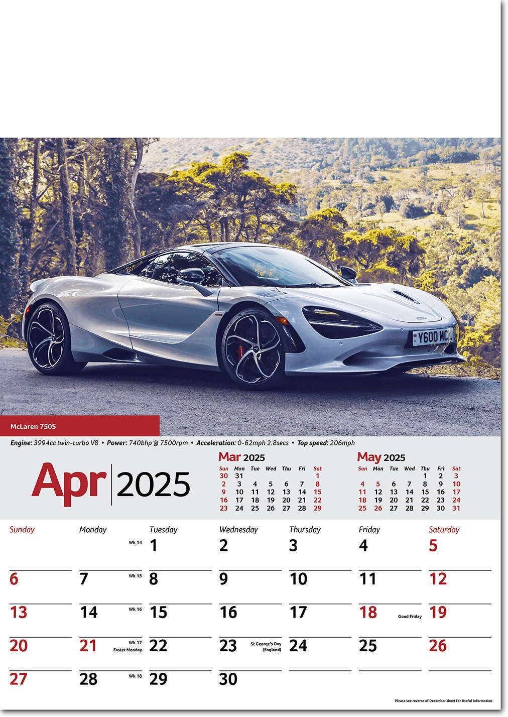 Performance Cars Wall Calendar