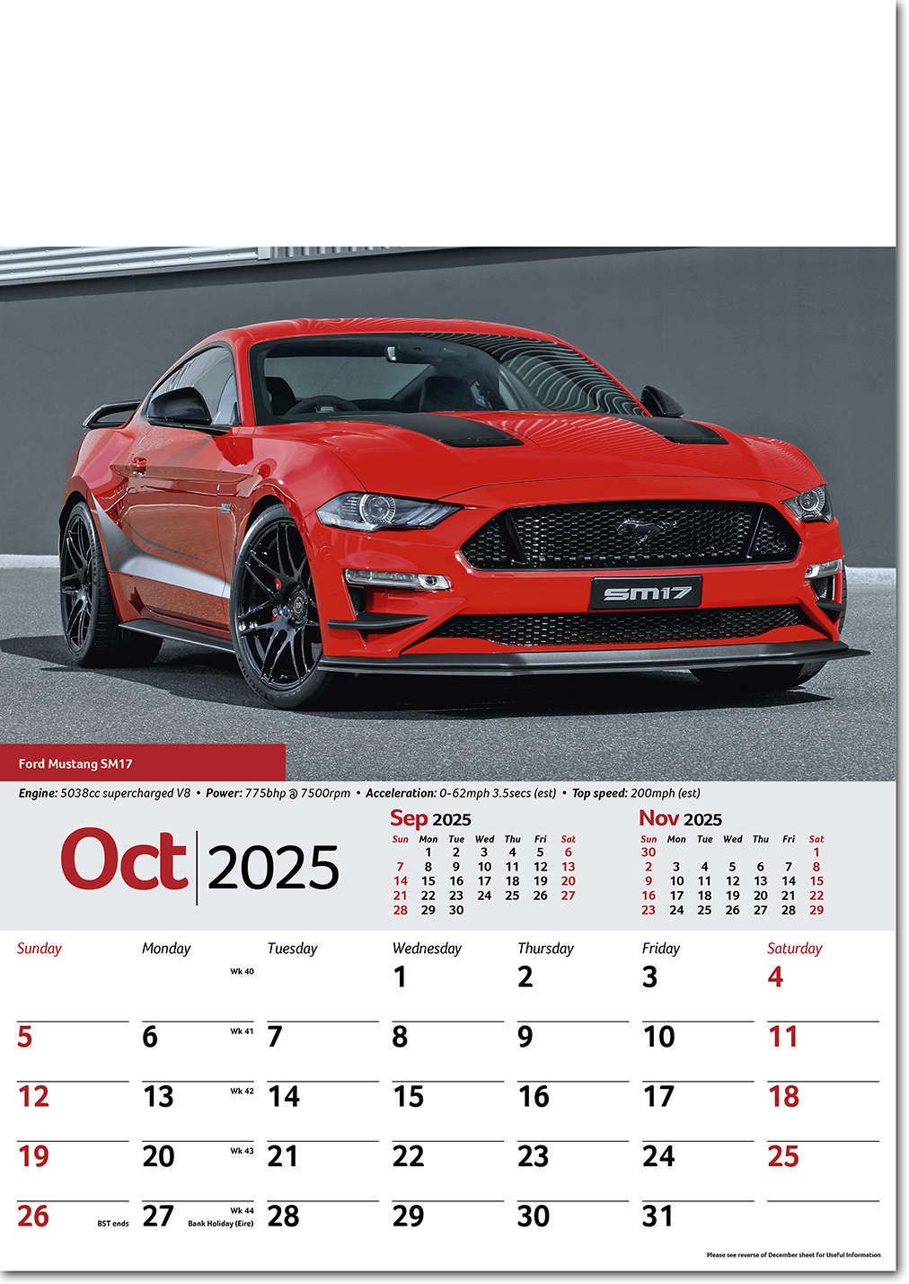 Performance Cars Wall Calendar